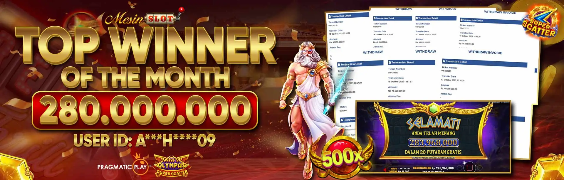 TOP WINNER OF THE MONTH 280JT