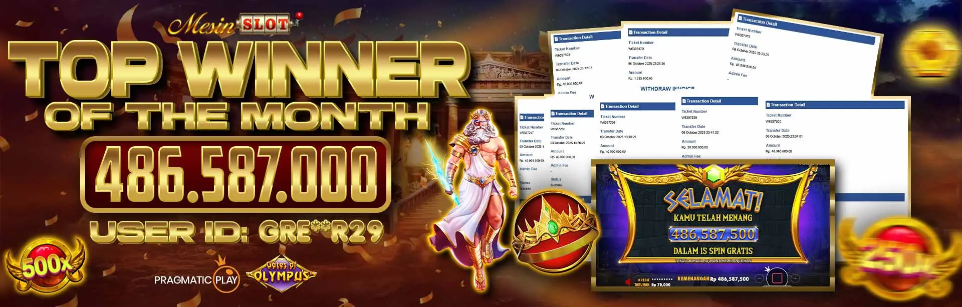 TOP WINNER OF THE MONTH 486jt