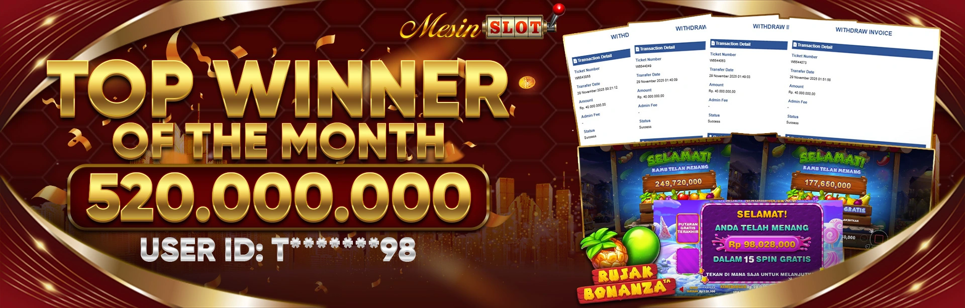 TOP WINNER OF THE MONTH 520jt