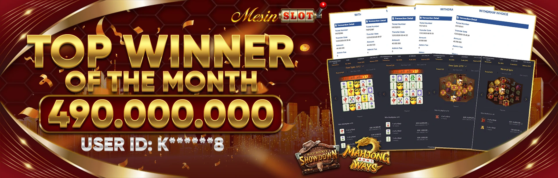 TOP WINNER OF THE MONTH 490jt