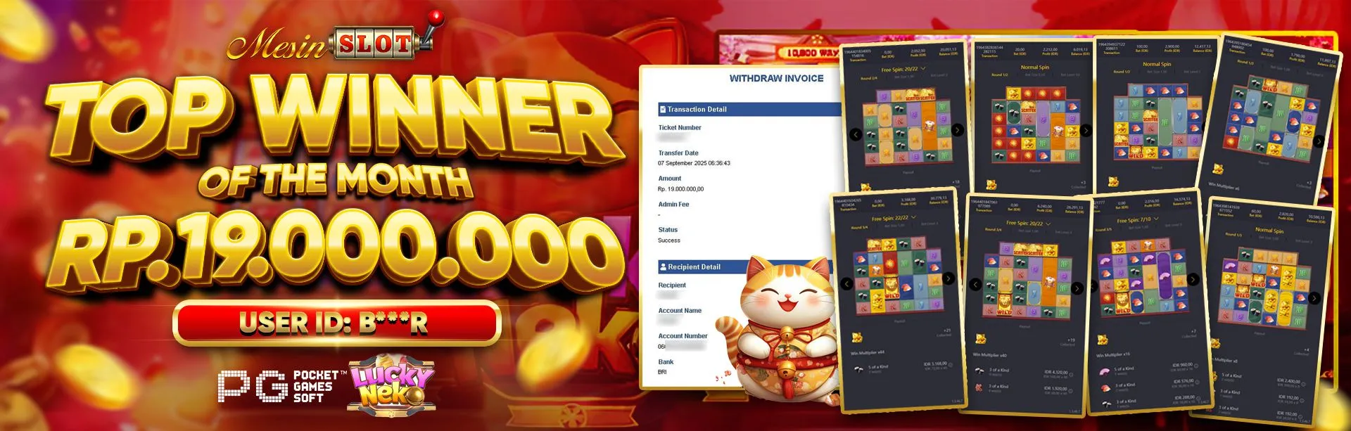 TOP WINNER OF THE MONTH LUCKY NEKO